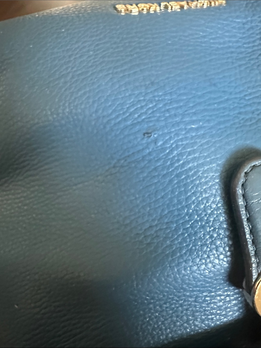 MICHAEL KORS Blue Pebbled Leather Drawstring Backpack with Gold Hardware - Picture 5 of 6